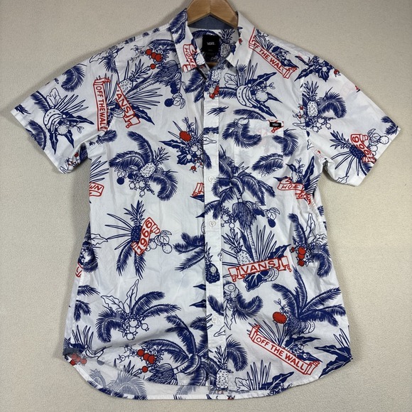 Vans Other - Vans Off The Wall Hawaiian Short Sleeve Buttoned Down Shirt Men's Size‎ Small